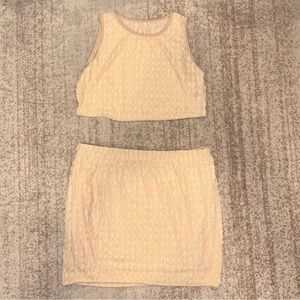 Brand New SHEIN Cream Textured Tank Top and Bodycon Skirt